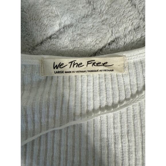 We The Free Free People White Ribbed Sculpted Tank Top L Stretch Fitted Corset - Picture 3 of 7